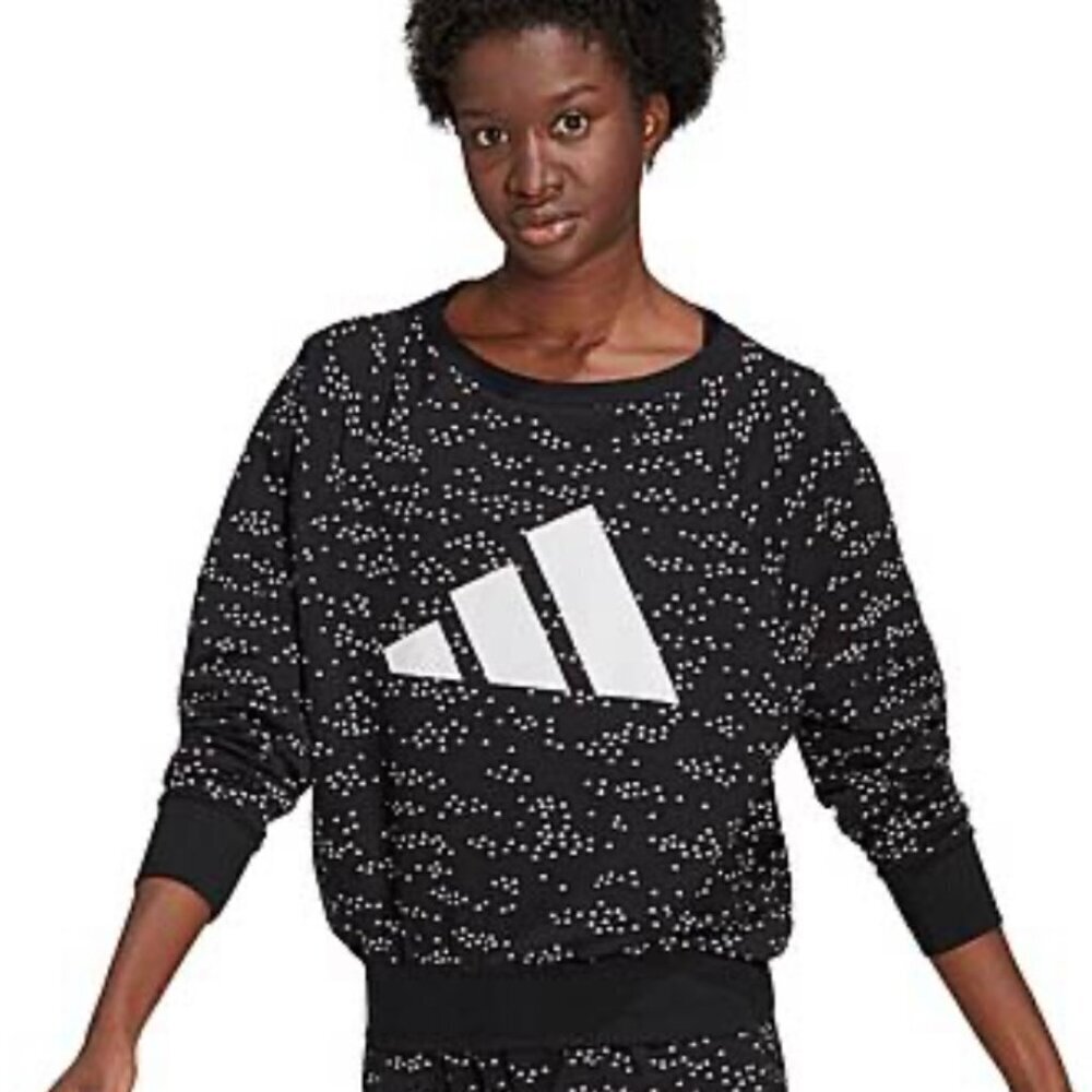 Adidas Black Woman's Winners Badge of Sport Crew Sweatshirt Size L